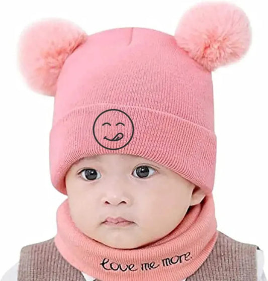 2Pcs Baby Hat & Scarf Set - Warm Knitted Winter Hat Cap & Scarf for Babies
